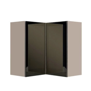 Módulo Armário Aéreo Canto L 88x76x34cm Vidro Reflecta 100% MDF Cozinha Provence Robel Fendi