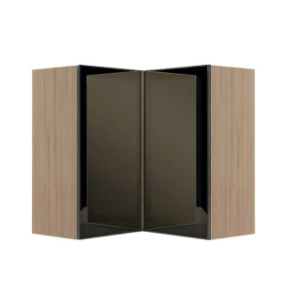 Módulo Armário Aéreo Canto L 88x76x34cm Vidro Reflecta 100% MDF Cozinha Provence Robel Hanover