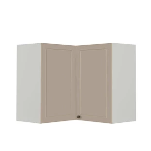 Módulo Armário Aéreo Canto L 68x76x34cm 100% MDF Cozinha Provence Robel Branco/Fendi Matte