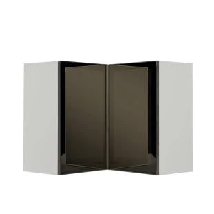 Módulo Armário Aéreo Canto L 68x76x34cm Vidro Reflecta 100% MDF Cozinha Provence Robel Branco