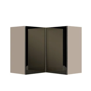Módulo Armário Aéreo Canto L 68x96x56cm Vidro Reflecta 100% MDF Cozinha Provence Robel Fendi