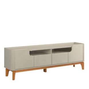 Rack com 160cm Cantos Arredondados 4 portas Para Tv 65 Flip 1.6 Patrimar Off White