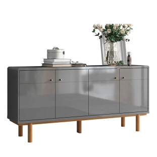 Buffet Balcão Sala 4 Portas 160cm Catar Lukaliam Cinza Perolizado/Tauari