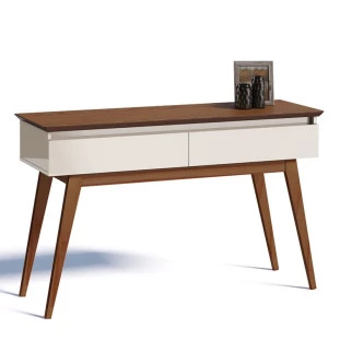 Aparador Para Sala 2 Gavetas 136cm Classic Imcal Off White/Freijó