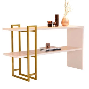 Aparador 136cm Pés Ferro 4034 Luxo JB Bechara Perola/Dourado