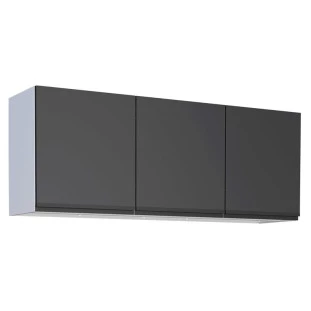 Armário Aéreo Aço 3 Portas Cozinha Gaia 150cm Cozimax Preto