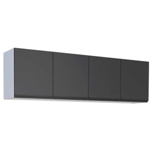 Armário Aéreo Aço 4 Portas Cozinha Gaia 200cm Cozimax Preto