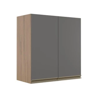 Módulo Armário Aéreo 68x60 2 Portas 100% MDF Cozinha Modulada Gold Robel Hanover/Cinza