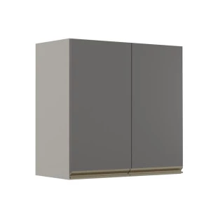 Módulo Armário Aéreo 68x70 2 Portas 100% MDF Cozinha Modulada Gold Robel Fendi/Cinza