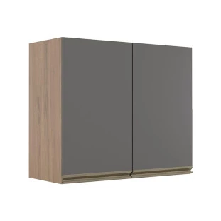 Módulo Armário Aéreo 68x80 2 Portas 100% MDF Cozinha Modulada Gold Robel Hanover/Cinza