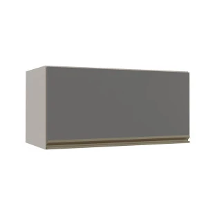 Módulo Armário Aéreo 70cm Porta Basculante 100% MDF Cozinha Modulada Gold Robel Fendi/Cinza