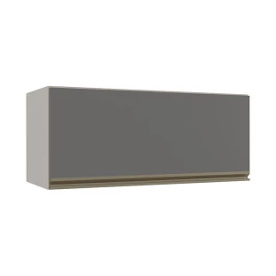 Módulo Armário Aéreo 80cm Porta Basculante 100% MDF Cozinha Modulada Gold Robel Fendi/Cinza