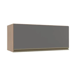 Módulo Armário Aéreo 80cm Porta Basculante 100% MDF Cozinha Modulada Gold Robel Hanover/Cinza