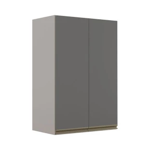 Módulo Armário Aéreo 88x60 2 Portas 100% MDF Cozinha Modulada Gold Robel Fendi/Cinza