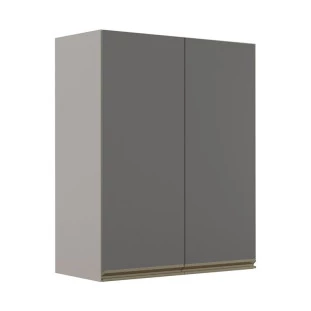 Módulo Armário Aéreo 88x70 2 Portas 100% MDF Cozinha Modulada Gold Robel Fendi/Cinza