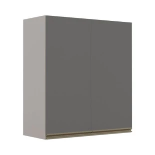 Módulo Armário Aéreo 88x80 2 Portas 100% MDF Cozinha Modulada Gold Robel Fendi/Cinza
