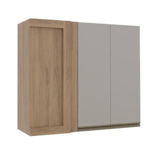 Módulo Armário Aéreo 88x100 Canto Reto Direito 100% MDF Cozinha Modulada Gold Robel Hanover/Fendi