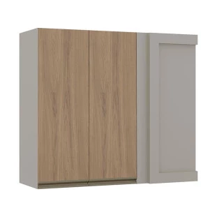Módulo Armário Aéreo 88x100 Canto Reto Esquerdo 100% MDF Cozinha Modulada Gold Robel Fendi/Hanover