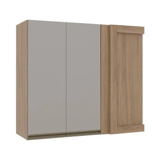 Módulo Armário Aéreo 88x100 Canto Reto Esquerdo 100% MDF Cozinha Modulada Gold Robel Hanover/Fendi