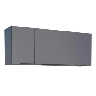 Armário Aéreo de Cozinha Madeira 150 Cisne 4 Portas Cozimax Cinza