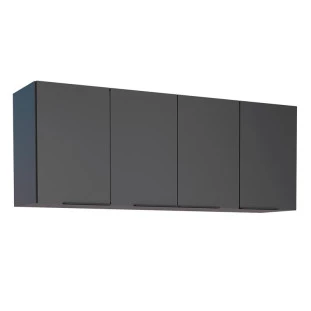 Armário Aéreo de Cozinha Madeira 150 Cisne 4 Portas Cozimax Preto