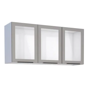Armário Aéreo de Cozinha Aço 3 Portas Vidro Juno/Apolo 120 Cozimax Cinza Argila