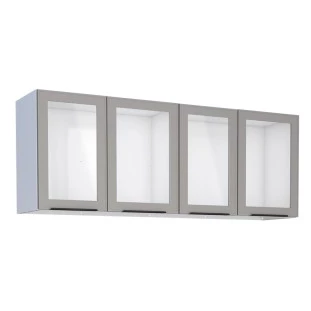 Armário Aéreo de Cozinha Aço 4 Portas Vidro Juno/Apolo 150 Cozimax Cinza Argila
