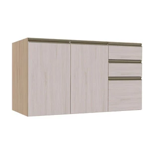 Módulo Balcão 120cm 3 Gavetas 100% MDF Cozinha Modulada Gold Robel Hanover/Aspen