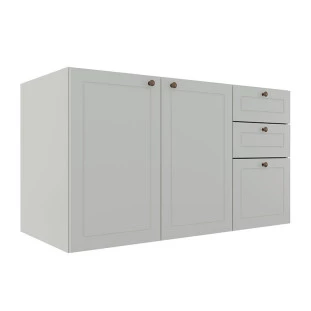 Módulo Balcao 120cm 3 Gavetas 2 Portas 100% MDF Cozinha Modulada Provence Robel Branco/Branco Matte