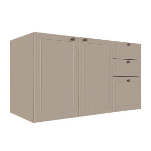 Módulo Balcao 120cm 3 Gavetas 2 Portas 100% MDF Cozinha Modulada Provence Robel Fendi/Fendi Matte