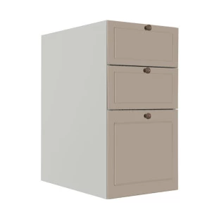 Módulo Balcao 35cm 3 Gavetas 100% MDF Cozinha Modulada Provence Robel Branco/Fendi Matte