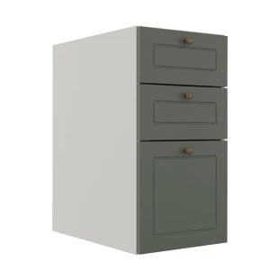 Módulo Balcao 35cm 3 Gavetas 100% MDF Cozinha Modulada Provence Robel Branco/Salvia Matte