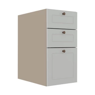 Módulo Balcao 35cm 3 Gavetas 100% MDF Cozinha Modulada Provence Robel Fendi/Branco Matte