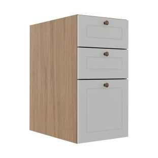 Módulo Balcao 35cm 3 Gavetas 100% MDF Cozinha Modulada Provence Robel Hanover/Branco Matte