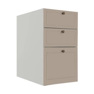 Módulo Balcao 40cm 3 Gavetas 100% MDF Cozinha Modulada Provence Robel Branco/Fendi Matte