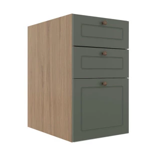 Módulo Balcao 40cm 3 Gavetas 100% MDF Cozinha Modulada Provence Robel Hanover/Salvia Matte