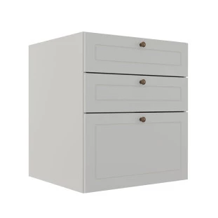 Módulo Balcao 60cm 3 Gavetas 100% MDF Cozinha Modulada Provence Robel Branco/Branco Matte