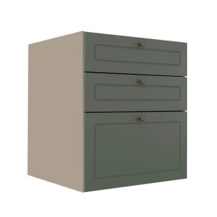 Módulo Balcao 60cm 3 Gavetas 100% MDF Cozinha Modulada Provence Robel Fendi/Salvia Matte