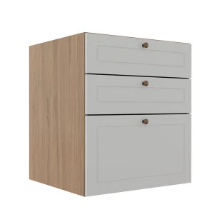 Módulo Balcao 60cm 3 Gavetas 100% MDF Cozinha Modulada Provence Robel Hanover/Branco Matte