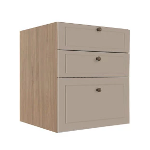 Módulo Balcao 60cm 3 Gavetas 100% MDF Cozinha Modulada Provence Robel Hanover/Fendi Matte