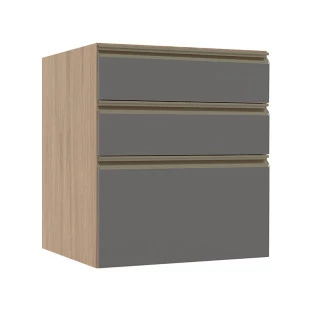 Módulo Balcão 60cm 3 Gavetas 100% MDF Cozinha Modulada Gold Robel Hanover/Cinza