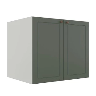 Módulo Balcao 80cm 2 Portas 100% MDF Cozinha Modulada Provence Robel Branco/Salvia Matte