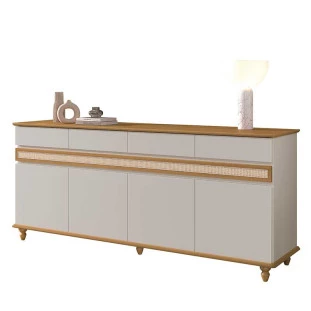 Buffet Sala Jantar Grande 184cm 4 Portas 4 Gavetas Açores EDN Fendi/Freijo