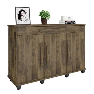 Balcão Buffet Sala Jantar 137cm 3 Portas Gaveta Rubi RV Móveis Amadeirado