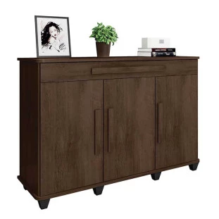 Balcão Buffet Sala Jantar 137cm 3 Portas Gaveta Rubi RV Móveis Noce