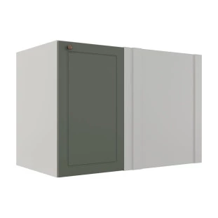 Módulo Balcao de Canto Reto 100cm Direito/Esquerdo 100% MDF Cozinha Provence Robel Branco/Salvia Matte