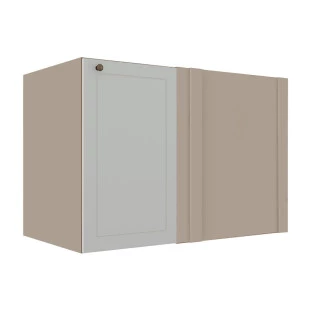 Módulo Balcao de Canto Reto 100cm Direito/Esquerdo 100% MDF Cozinha Provence Robel Fendi/Branco Matte