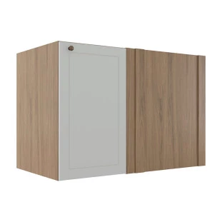 Módulo Balcao de Canto Reto 100cm Direito/Esquerdo 100% MDF Cozinha Provence Robel Hanover/Branco Matte