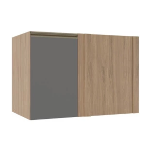 Módulo Balcao De Canto Reto 100cm Esquerdo 100% MDF Cozinha Modulada Gold Robel Hanover/Cinza
