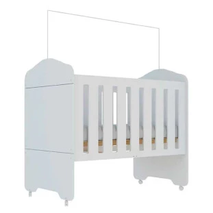 Berço Americano 2 em 1 Mini Cama Lua Com Rodízio Gelius Branco